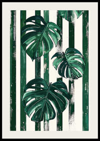 Monstera-blad i djärva gröna och vita ränder skapar liv och stil-2