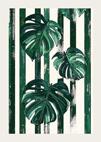 Monstera leaves in bold green and white stripes create life and style-3