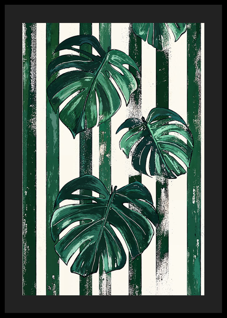 Monstera-blad i djärva gröna och vita ränder skapar liv och stil-12