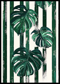 Monstera leaves in bold green and white stripes create life and style-6