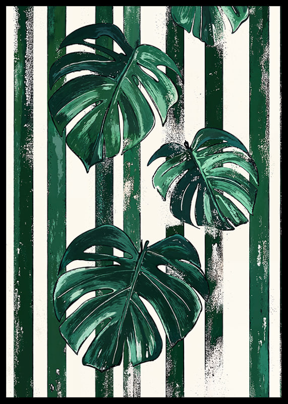 Monstera leaves in bold green and white stripes create life and style-12