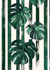 Monstera leaves in bold green and white stripes create life and style-7