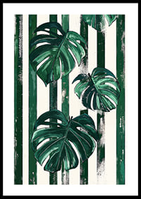 Monstera leaves in bold green and white stripes create life and style-0