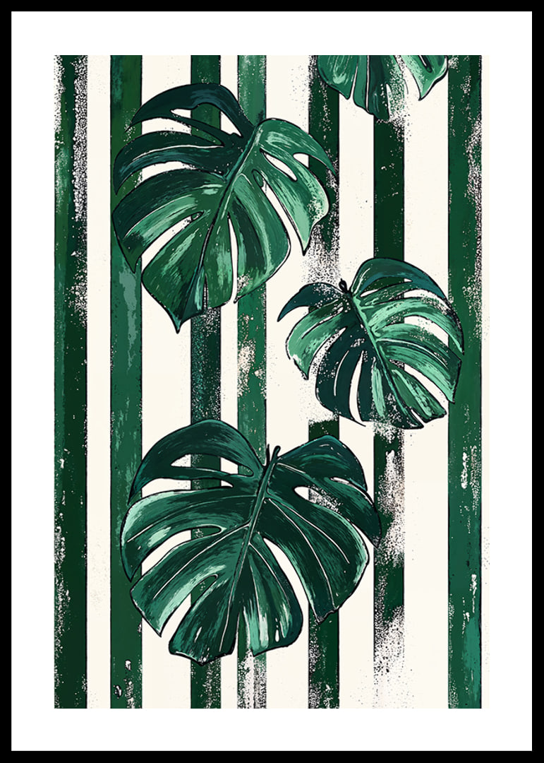 Monstera leaves in bold green and white stripes create life and style-12