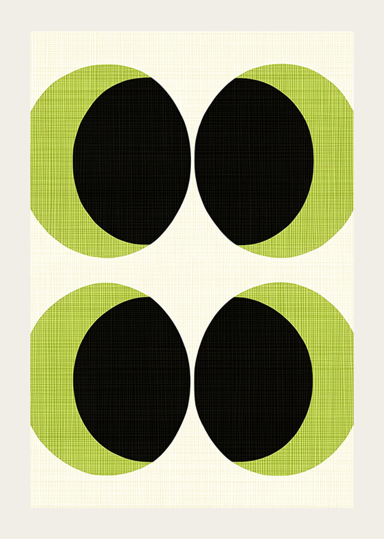 Grafiska cirklar i grönt och svart skapar en hypnotisk känsla-12