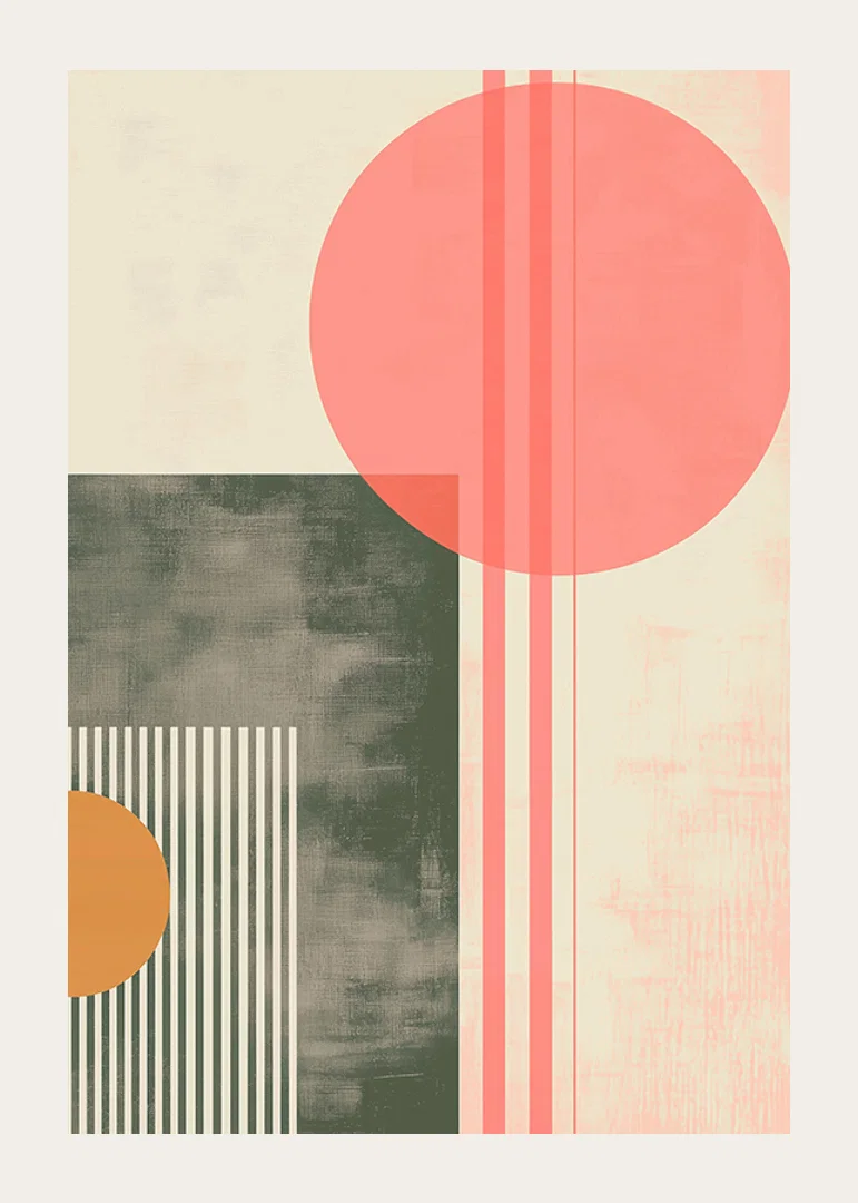 Subtle geometric shapes with a retro color scheme create tranquility-12