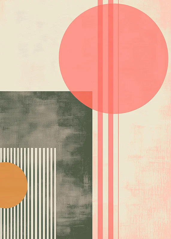Subtle geometric shapes with a retro color scheme create tranquility-12