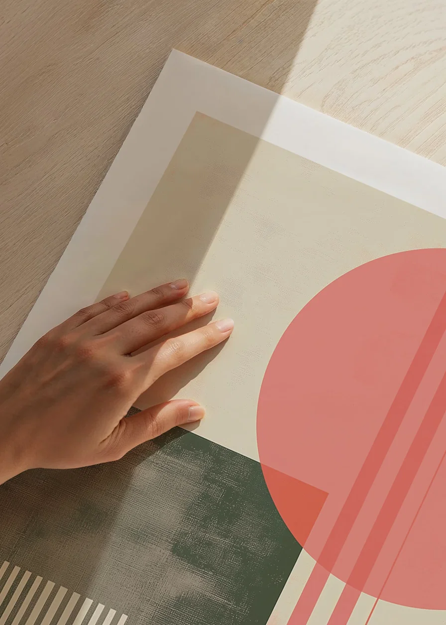 Subtle geometric shapes with a retro color scheme create tranquility-12