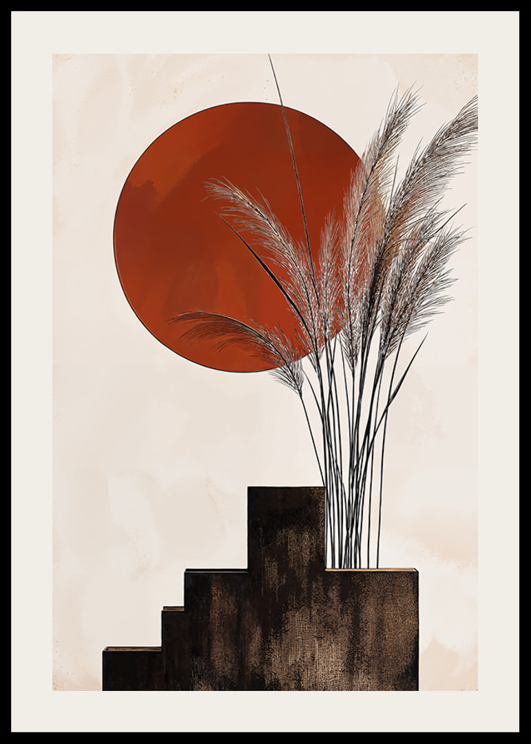 Rustic sunset with soft straws against strict shapes-12
