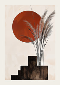 Rustic sunset with soft straws against strict shapes-3