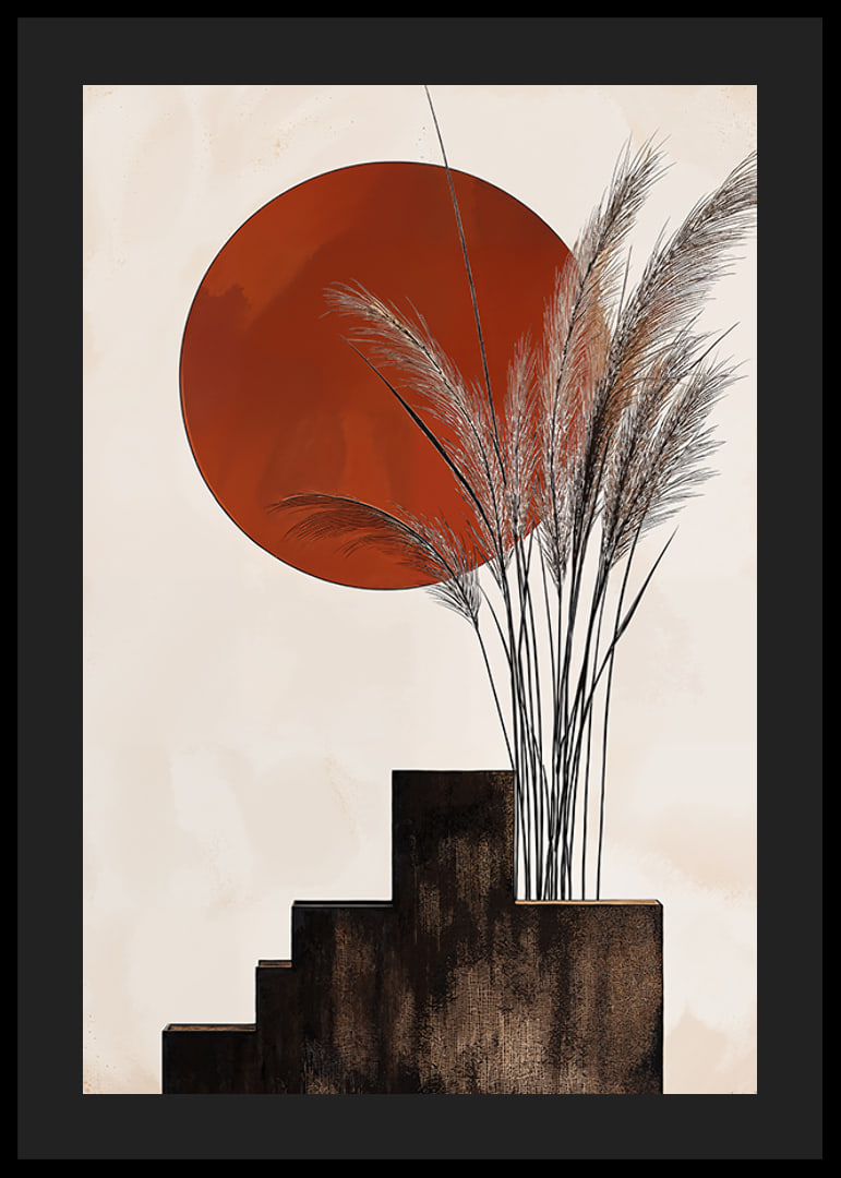 Rustic sunset with soft straws against strict shapes-12