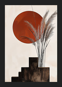 Rustic sunset with soft straws against strict shapes-5