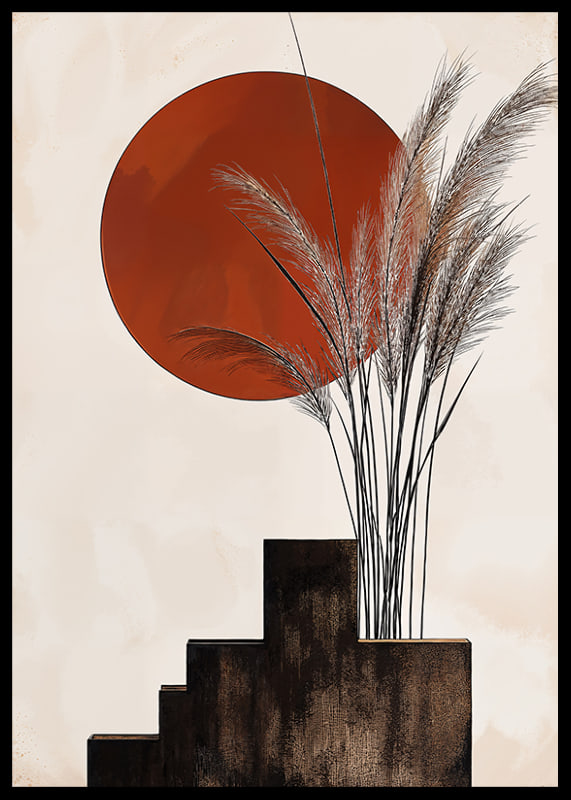 Rustic sunset with soft straws against strict shapes-12