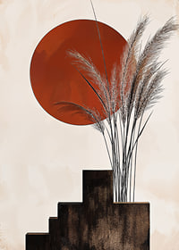Rustic sunset with soft straws against strict shapes-7