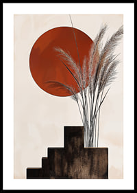 Rustic sunset with soft straws against strict shapes-0