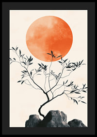 Ein meditatives Poster mit einem Ast vor der gleißenden Sonne-4
