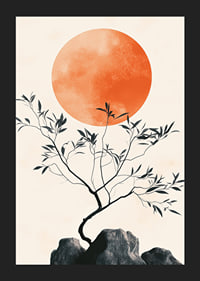 Ein meditatives Poster mit einem Ast vor der gleißenden Sonne-5
