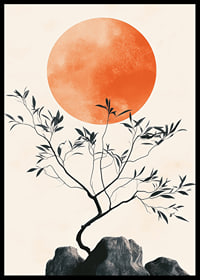 Ein meditatives Poster mit einem Ast vor der gleißenden Sonne-6