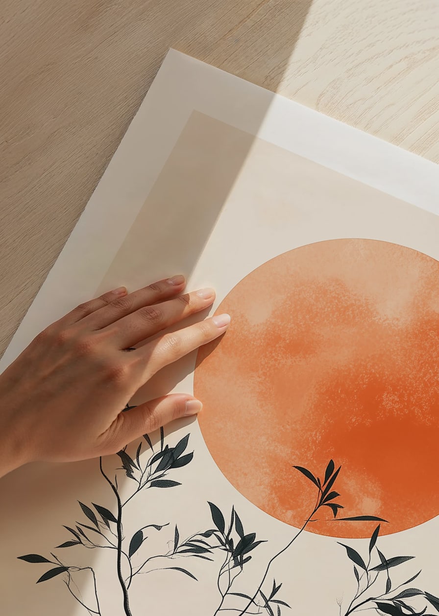 Ein meditatives Poster mit einem Ast vor der gleißenden Sonne-12