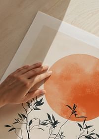 Un poster meditativ cu o ramură de copac împotriva unui soare arzător-5