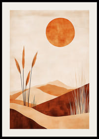 Ökenlandskap med mjuka kurvor och en glödande sol-2