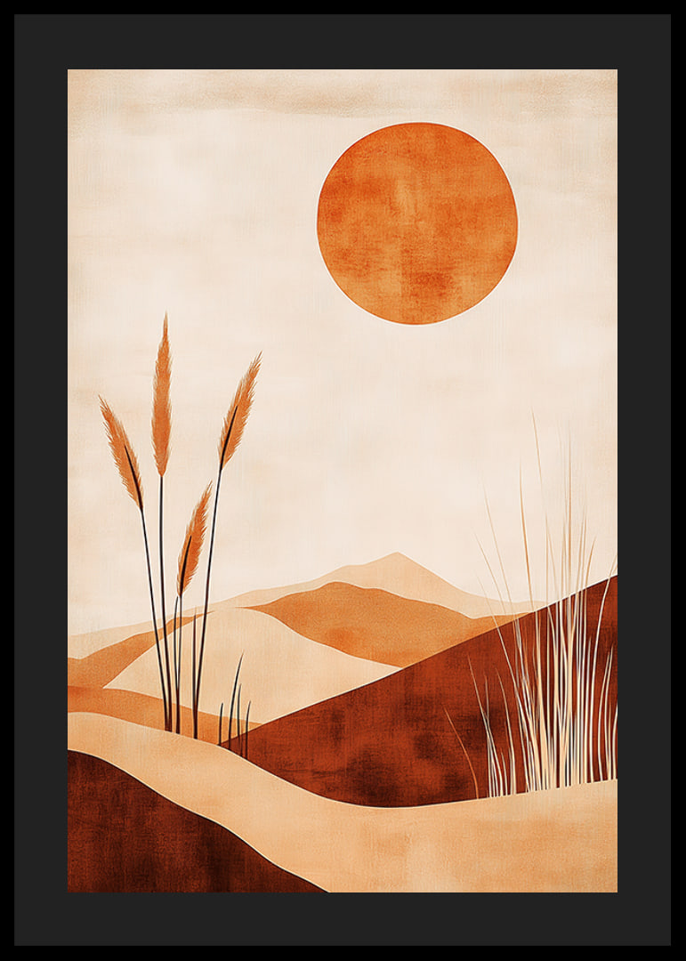 Desert landscape with gentle curves and a glowing sun-12