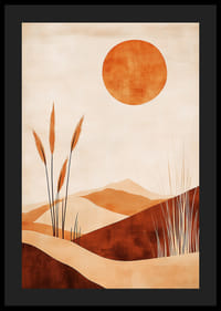 Ökenlandskap med mjuka kurvor och en glödande sol-4