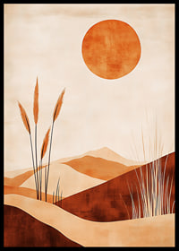 Desert landscape with gentle curves and a glowing sun-6