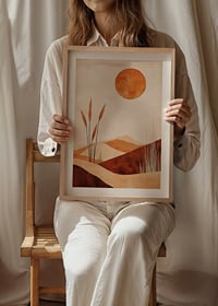 Desert landscape with gentle curves and a glowing sun-8