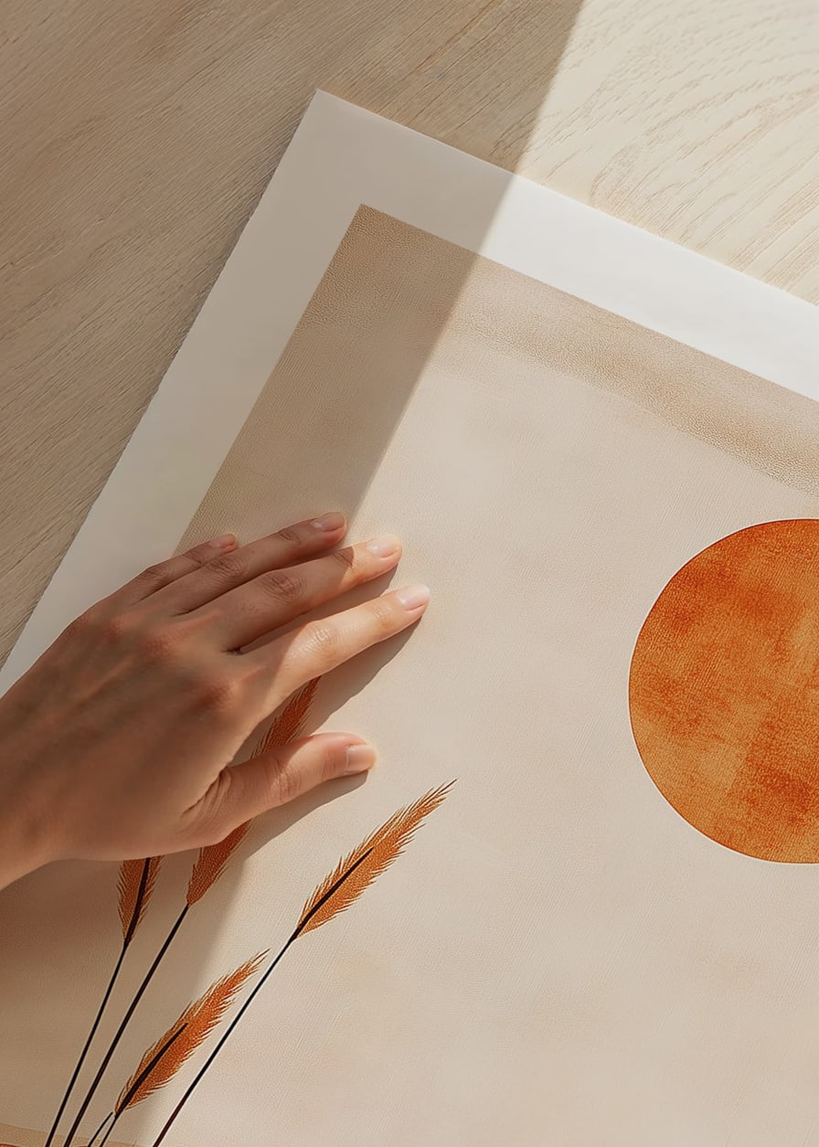 Desert landscape with gentle curves and a glowing sun-12