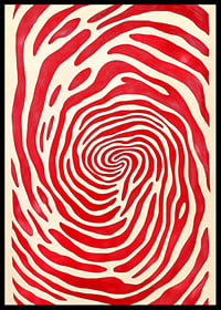 Djärva röda linjer skapar ett hypnotiskt spiralformigt mönster-6