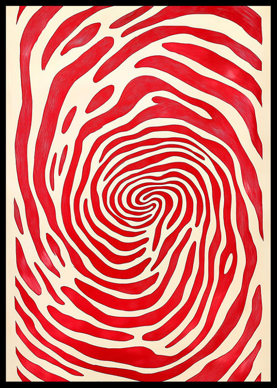 Djärva röda linjer skapar ett hypnotiskt spiralformigt mönster-12