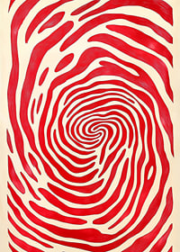Djärva röda linjer skapar ett hypnotiskt spiralformigt mönster-7