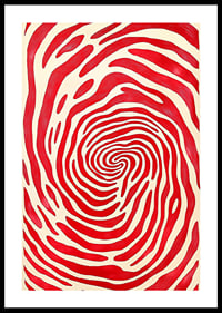 Djärva röda linjer skapar ett hypnotiskt spiralformigt mönster-0