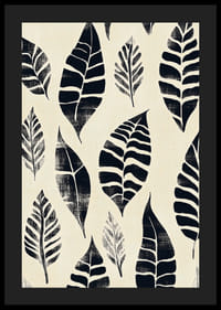 Svarta löv dansar på en krämfärgad bakgrund med elegant mönster-4