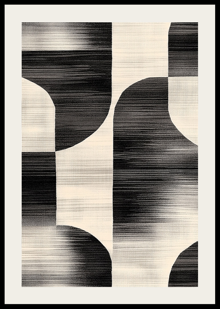 Black and white lines create a harmonious, abstract design-12