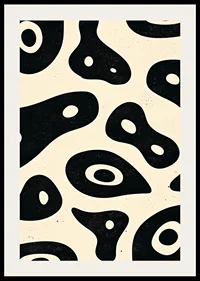 Black and white shapes in an organic, flowing style on the poster-2