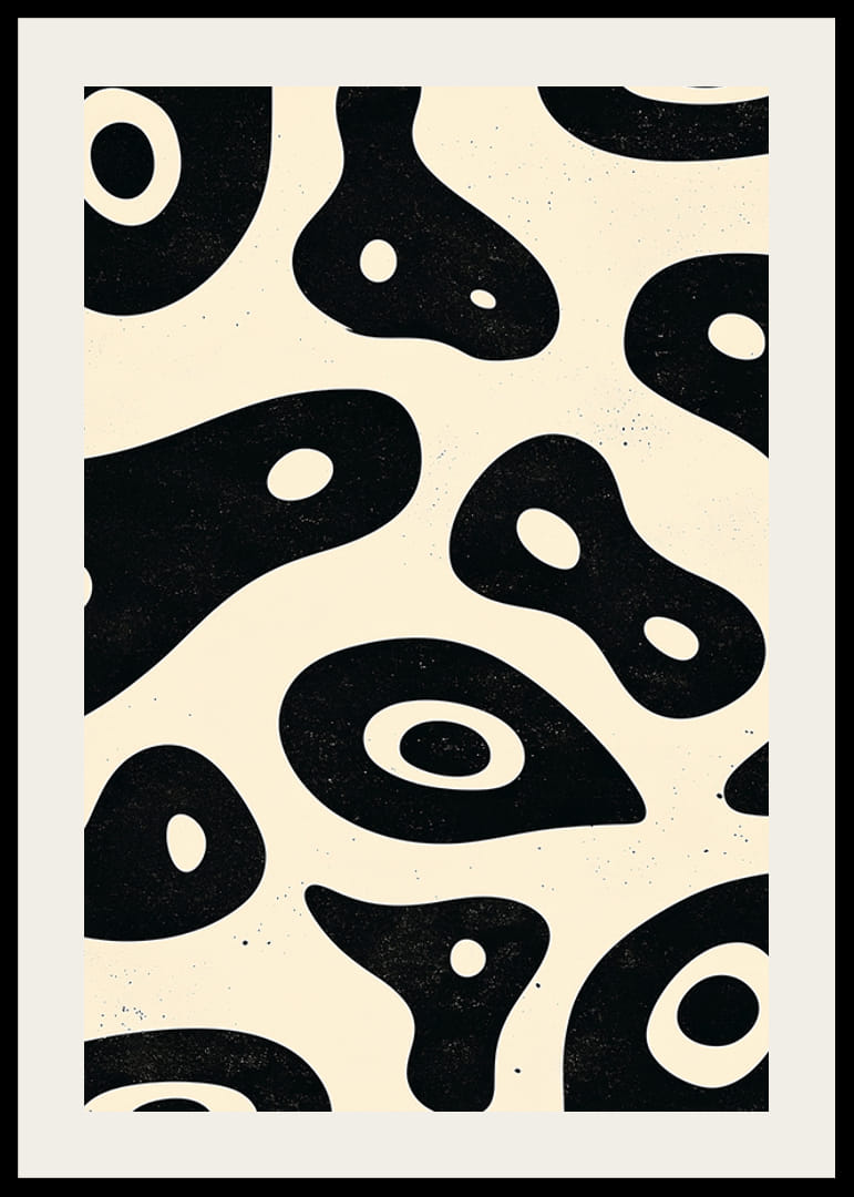 Čiernobiele tvary v organickom, plynulom štýle na plagáte-12