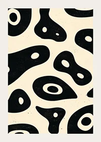 Black and white shapes in an organic, flowing style on the poster-3