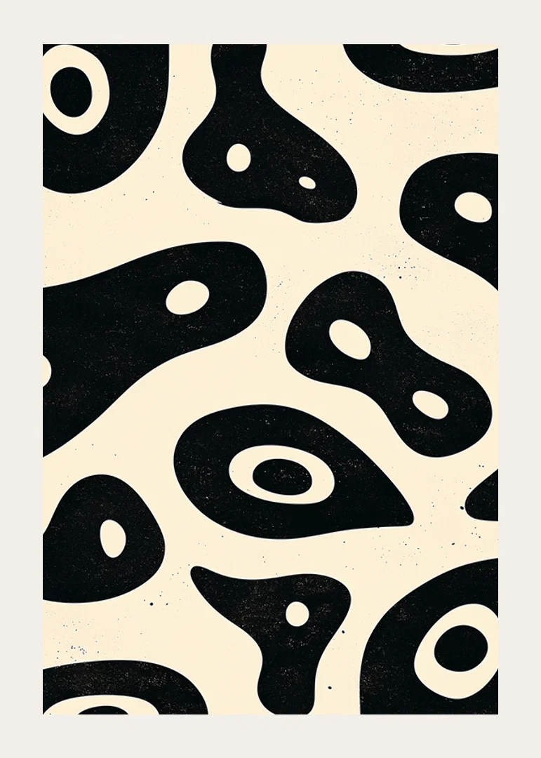 Black and white shapes in an organic, flowing style on the poster-12