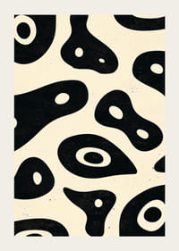 Čiernobiele tvary v organickom, plynulom štýle na plagáte-3