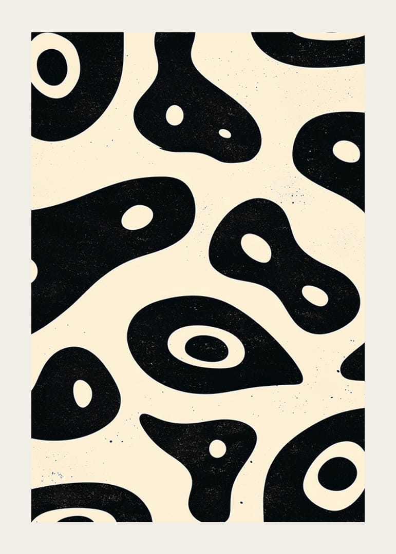 Čiernobiele tvary v organickom, plynulom štýle na plagáte-12