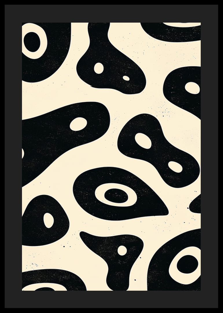 Čiernobiele tvary v organickom, plynulom štýle na plagáte-12