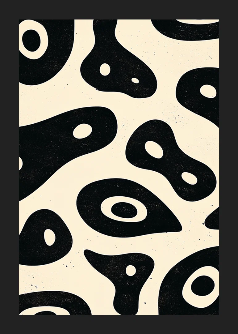 Black and white shapes in an organic, flowing style on the poster-12