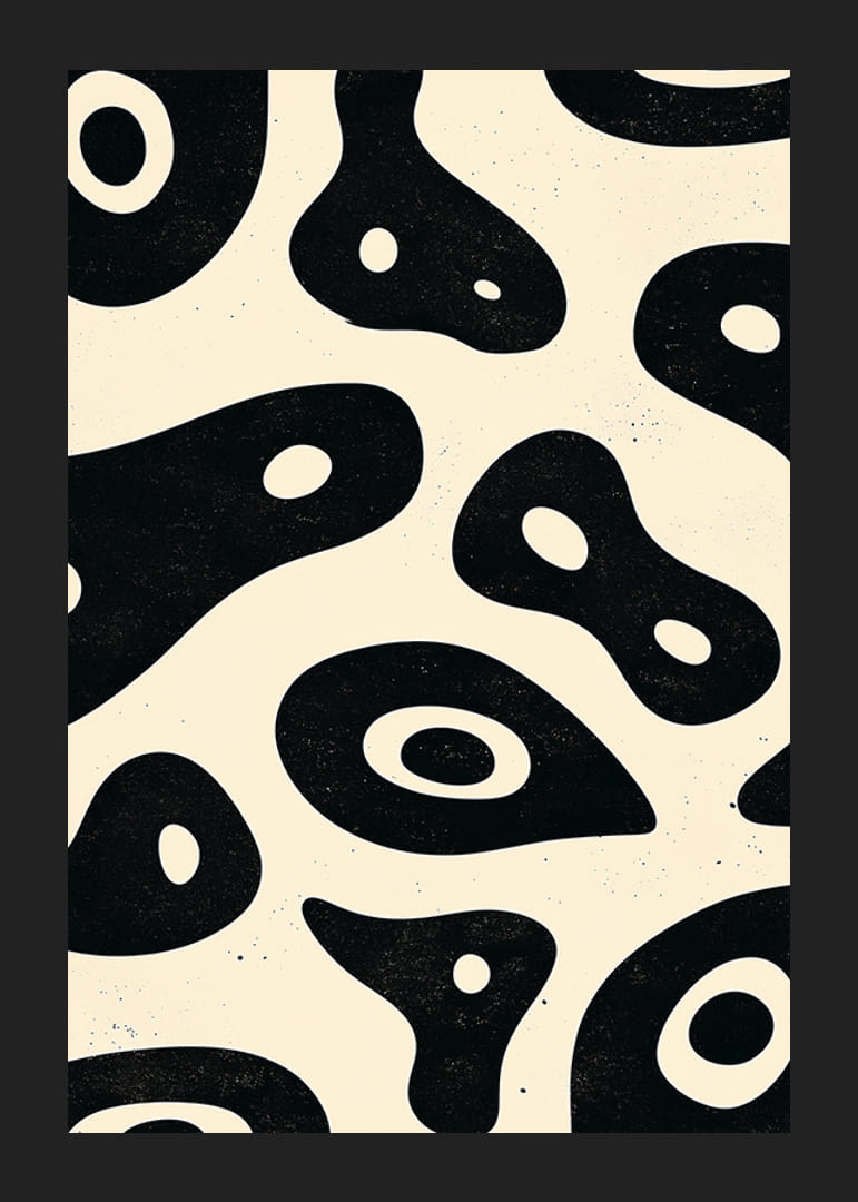 Čiernobiele tvary v organickom, plynulom štýle na plagáte-12