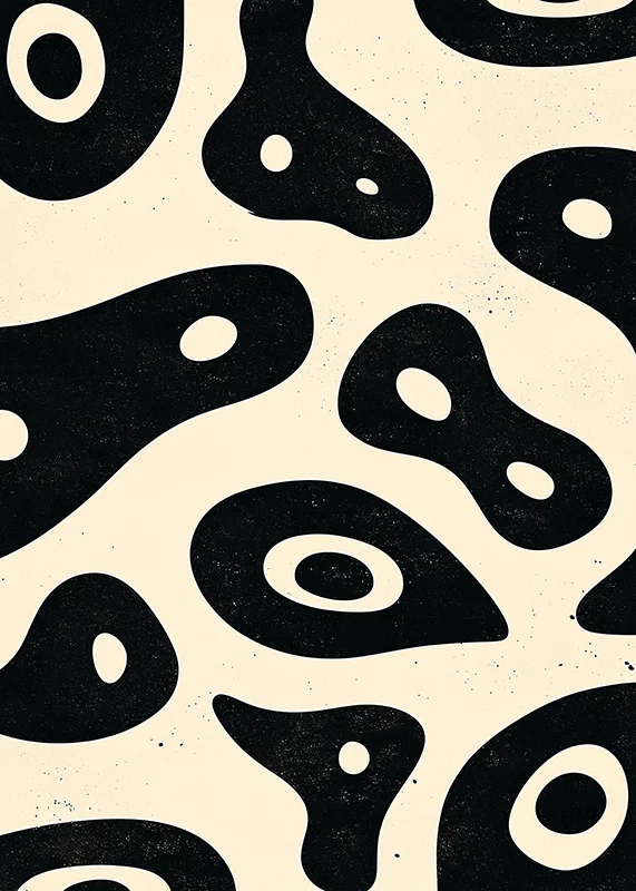Black and white shapes in an organic, flowing style on the poster-12