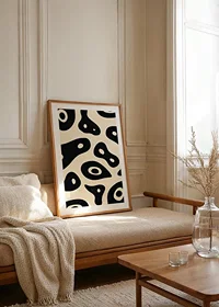 Black and white shapes in an organic, flowing style on the poster-8