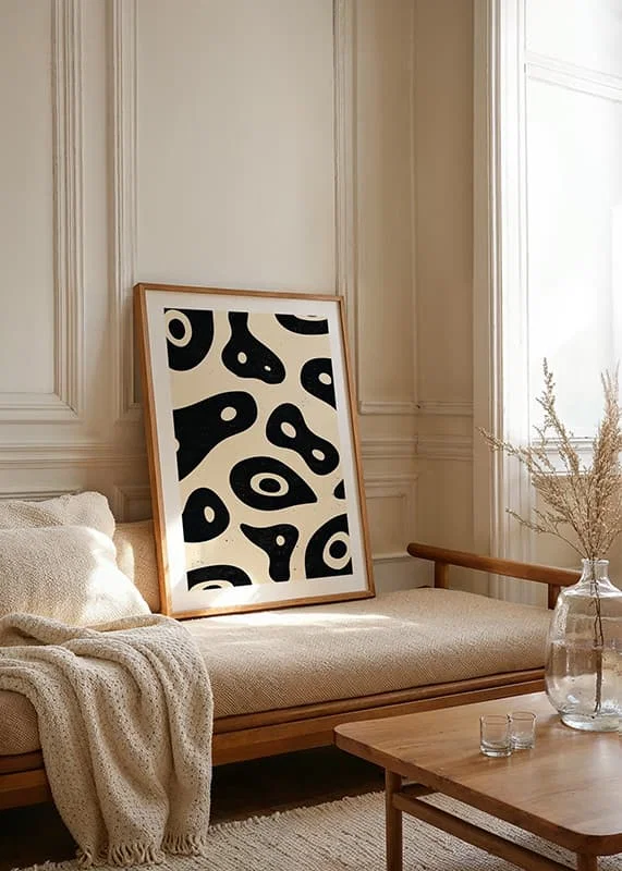 Black and white shapes in an organic, flowing style on the poster-12