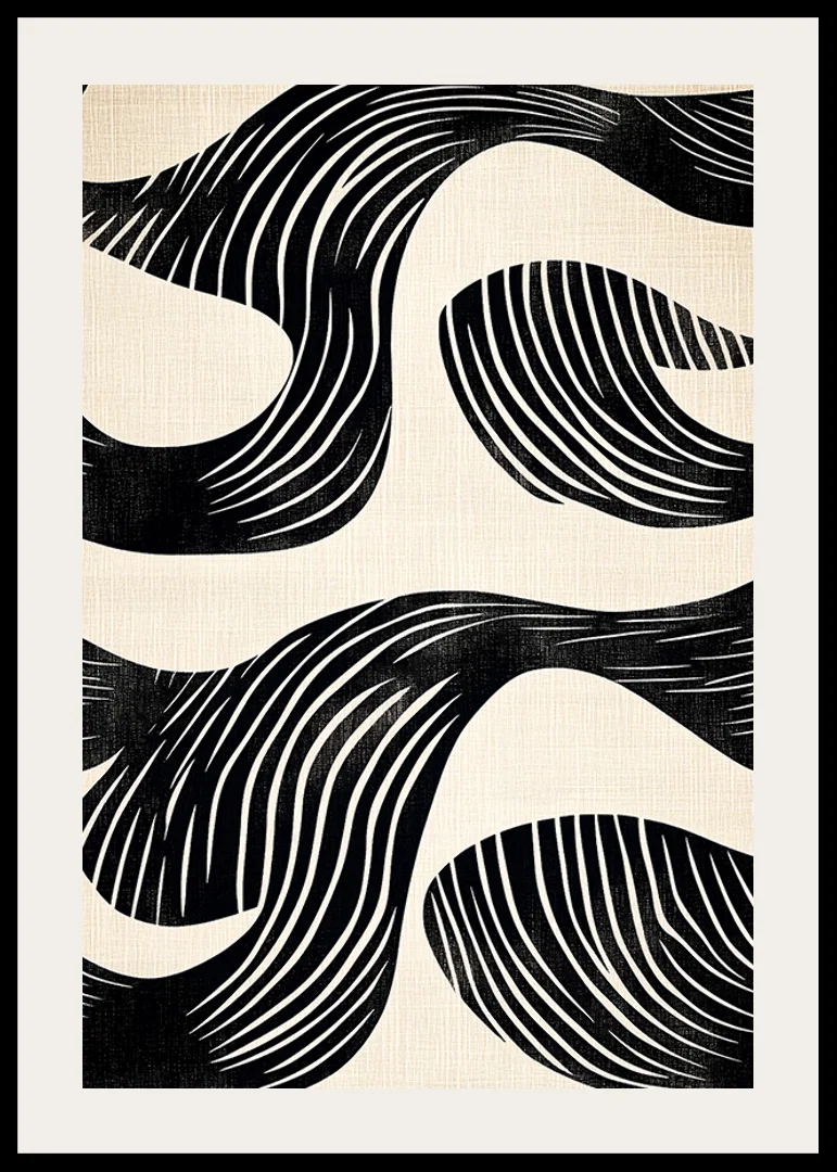 Black and white lines create hypnotic patterns in this artistic poster-12