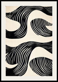 Čierne a biele čiary vytvárajú na tomto umeleckom plagáte hypnotické vzory-2